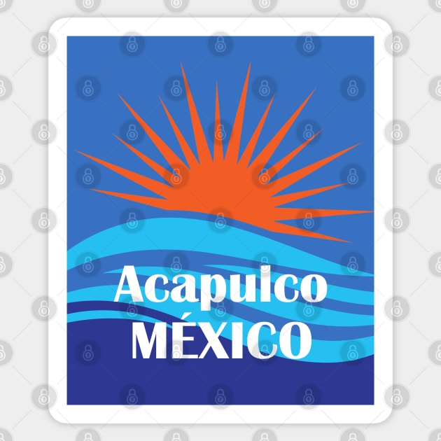 Acapulco Mexico - Waves and Sunset Sticker by MtWoodson